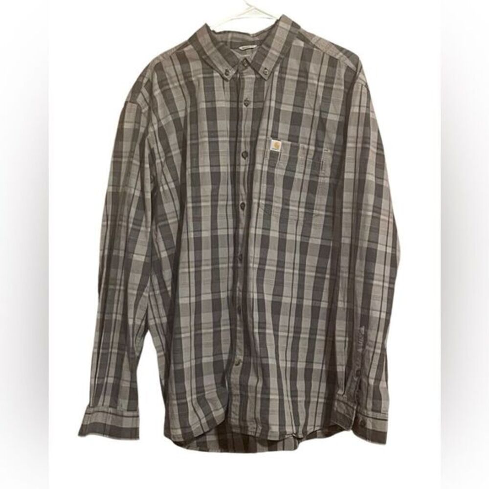 Carhartt Gray Plaid Workwear Casual Preppy Grunge Button Down Shirt‎ Extra Large